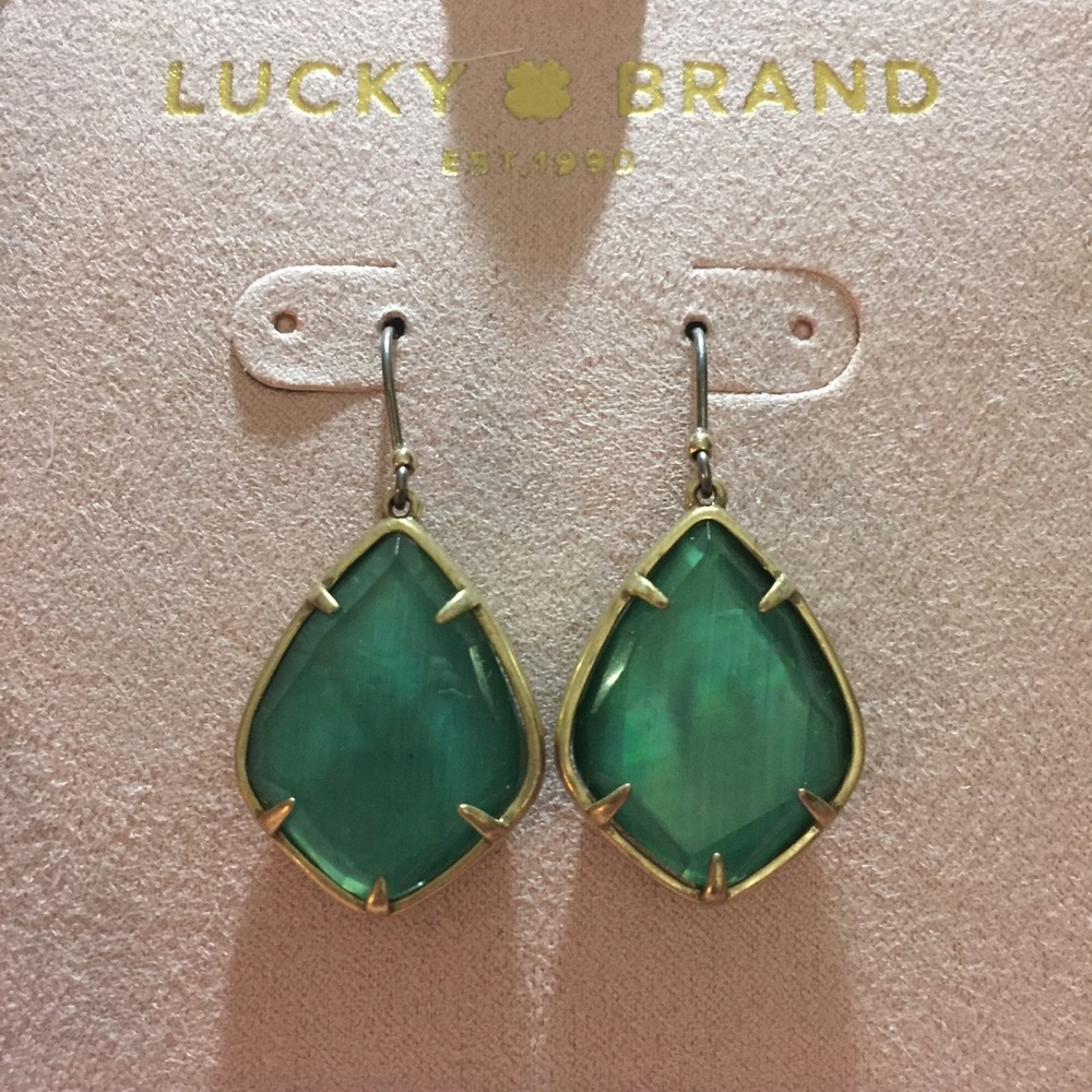 Lucky Brand green & gold earrings new w/ box - Picture 4 of 13